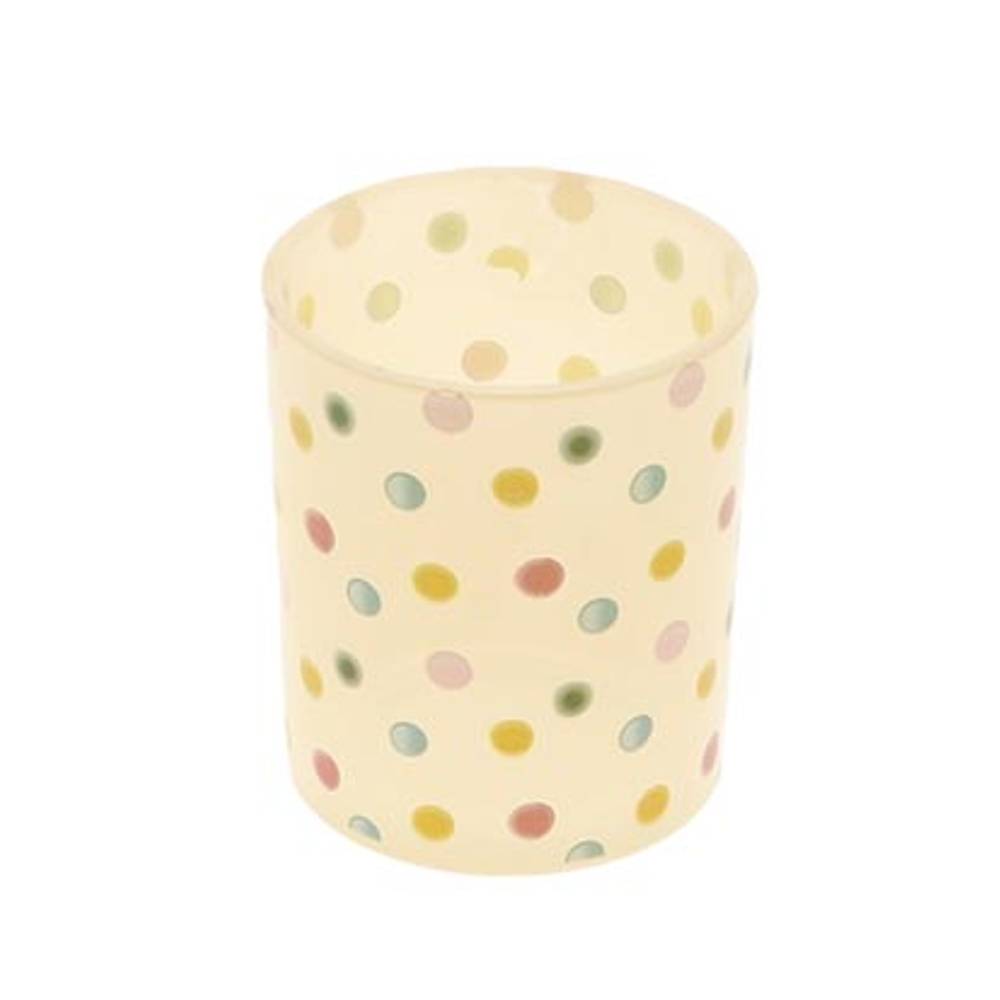 Glas Teelicht Dots gelb D07cm H08cm