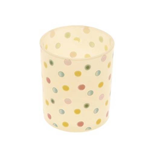 Glas Teelicht Dots gelb D07cm H08cm