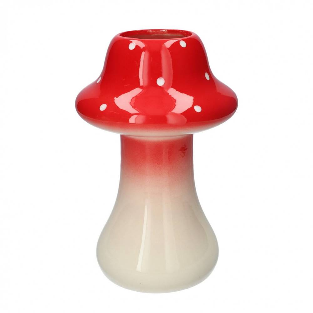 Keramik Vase rot/weiss D08/18cm H28.5cm 