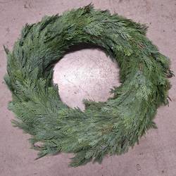 Kranz blau/grün Thuja halb gebunden 65cm
