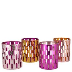Glas Teelicht Jolly rosa mix D08cm H10cm