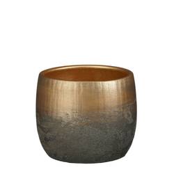 Keramik Übertopf Philip gold D19.5cm H15.5cm