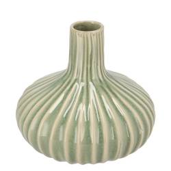 Keramik Vase Gia Stripes Neck grün 21x21x19cm