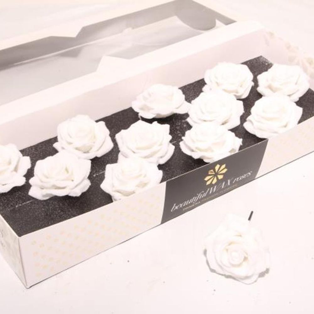 Seiden Wachs Rose weiss schnee d10cm (800) Diamond