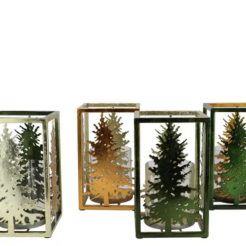 Teelichthalter Majestic Baum mix grün 12x20cm