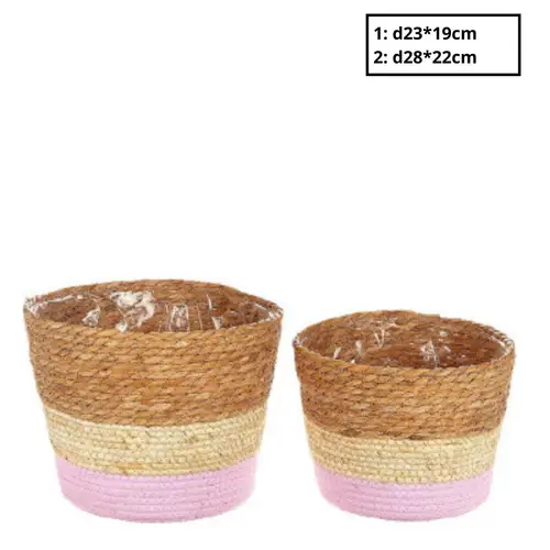 Korb Makka rosa 2/Set D28cm H22cm