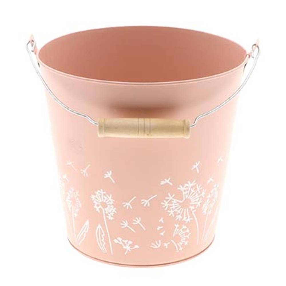 Zink Eimer Blume lachs D20cm H19cm