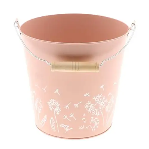 Zink Eimer Blume lachs D20cm H19cm