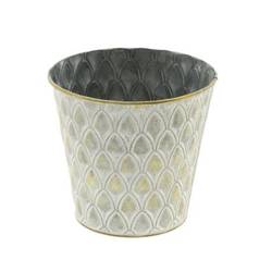 Metall Topf Pfau Rund gold D14.5cm H13cm