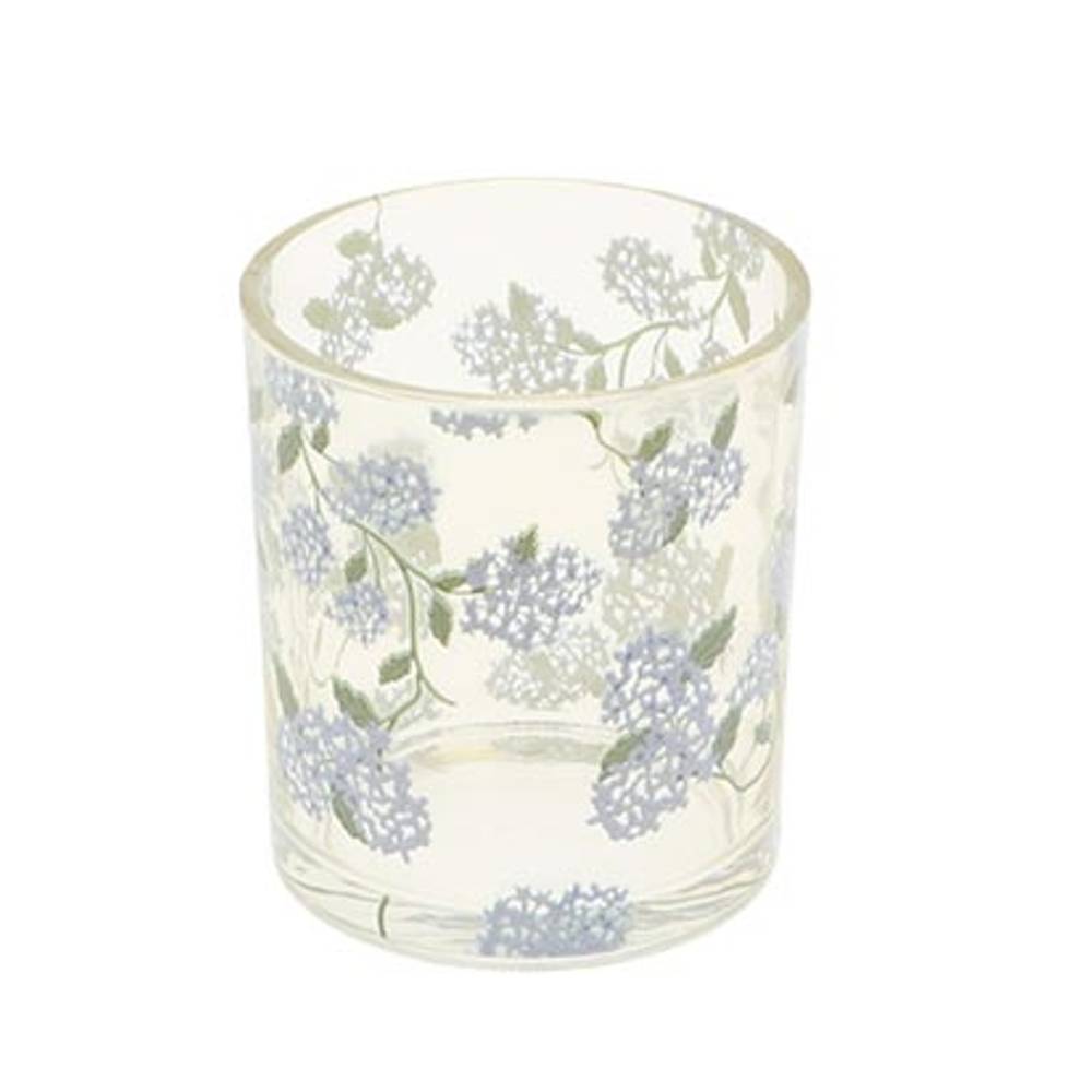 Glas Teelicht Floret blau D09cm H10cm