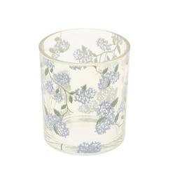Glas Teelicht Floret blau D09cm H10cm