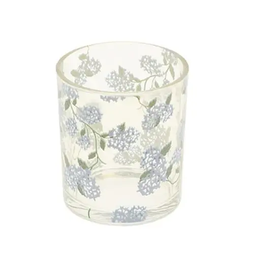Glas Teelicht Floret blau D09cm H10cm