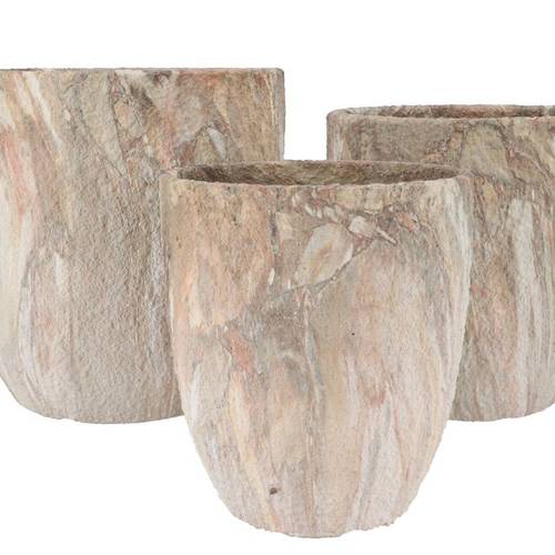 Keramik Übertopf Monty creme 3/Set 31x31/26x27/21x23cm