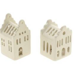 Teelicht Ziegel 2/Set weiss D05cm H10cm