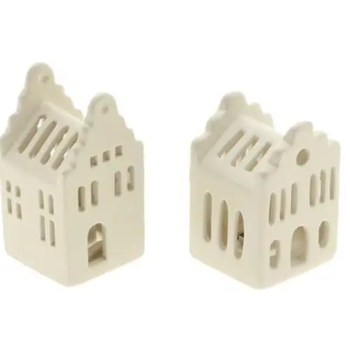 Teelicht Ziegel 2/Set weiss D05cm H10cm