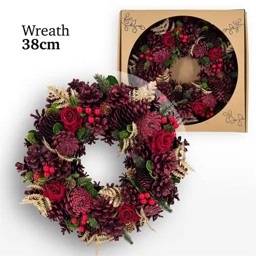 Kranz D30cm Xmas rot/gold