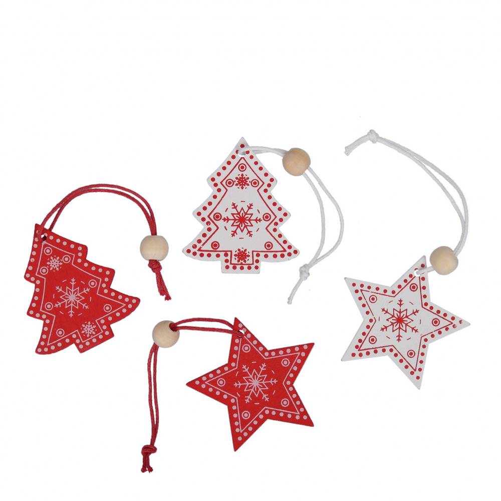 Hänger Weihnachten mix Holz rot/weiss 05cm