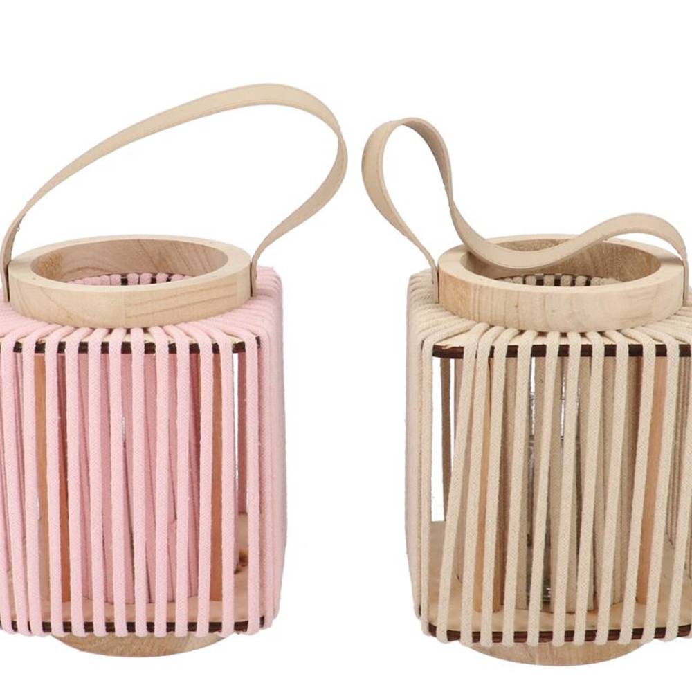 Laterne Cruz Viereck mix rosa/weiss 13x16x20cm