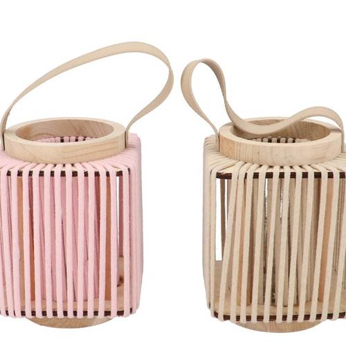 Laterne Cruz Viereck mix rosa/weiss 13x16x20cm