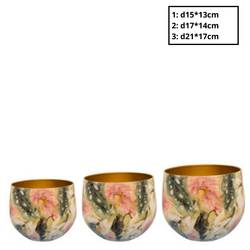 Deko Übertopf Monstera 3/Set rosa/gr D21cm H17cm