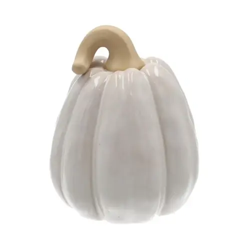 Keramik Kürbis weiss D13cm H16cm