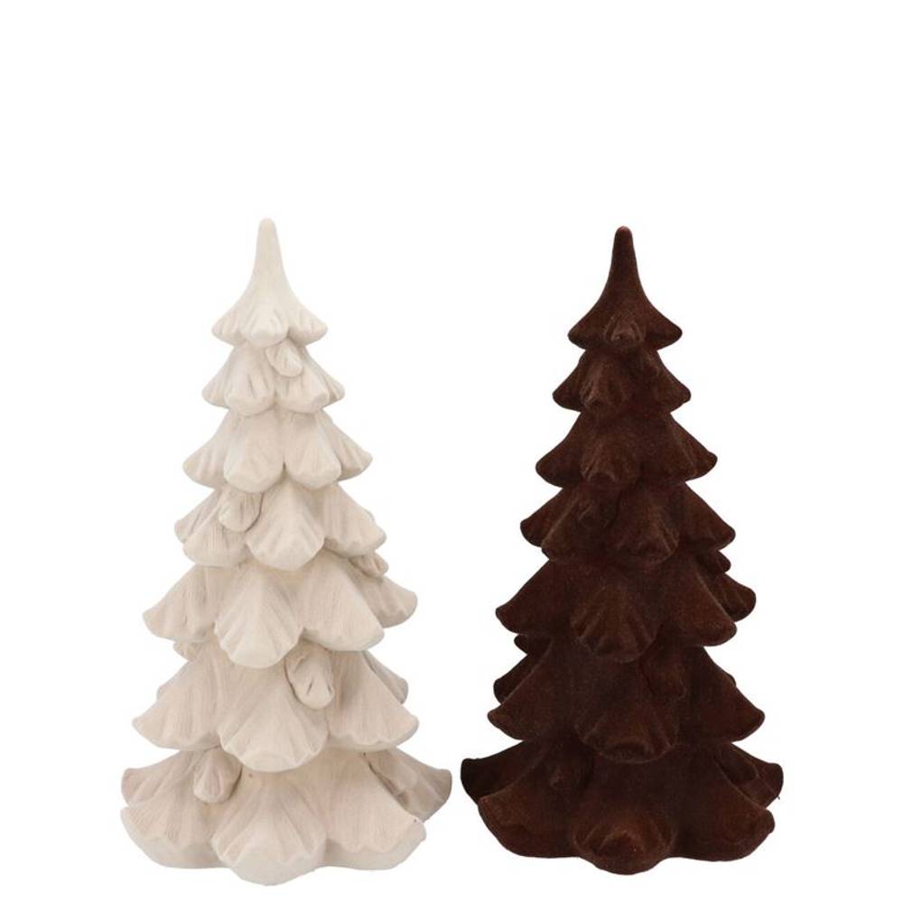 Baum Flock mix braun/creme 08x08x13cm