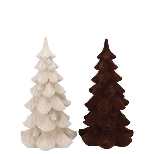 Baum Flock mix braun/creme 08x08x13cm