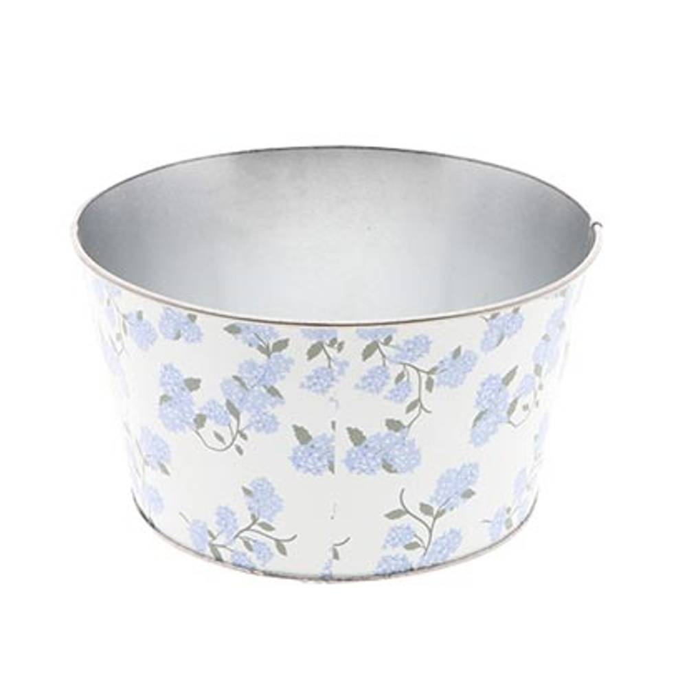 Zink Übertopf Flower blau D18cm H10cm