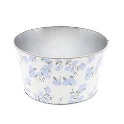Zink Übertopf Flower blau D18cm H10cm