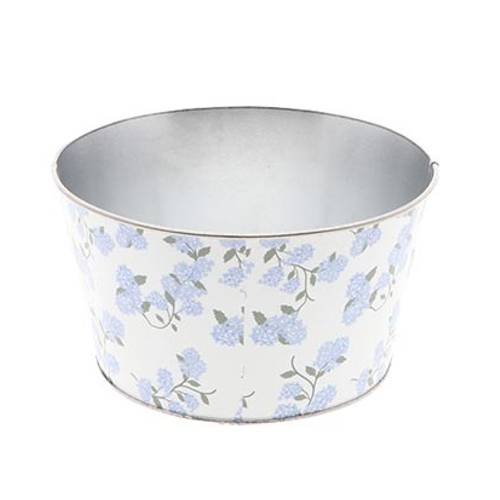 Zink Übertopf Flower blau D18cm H10cm