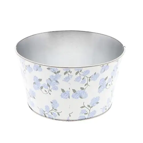 Zink Übertopf Flower blau D18cm H10cm