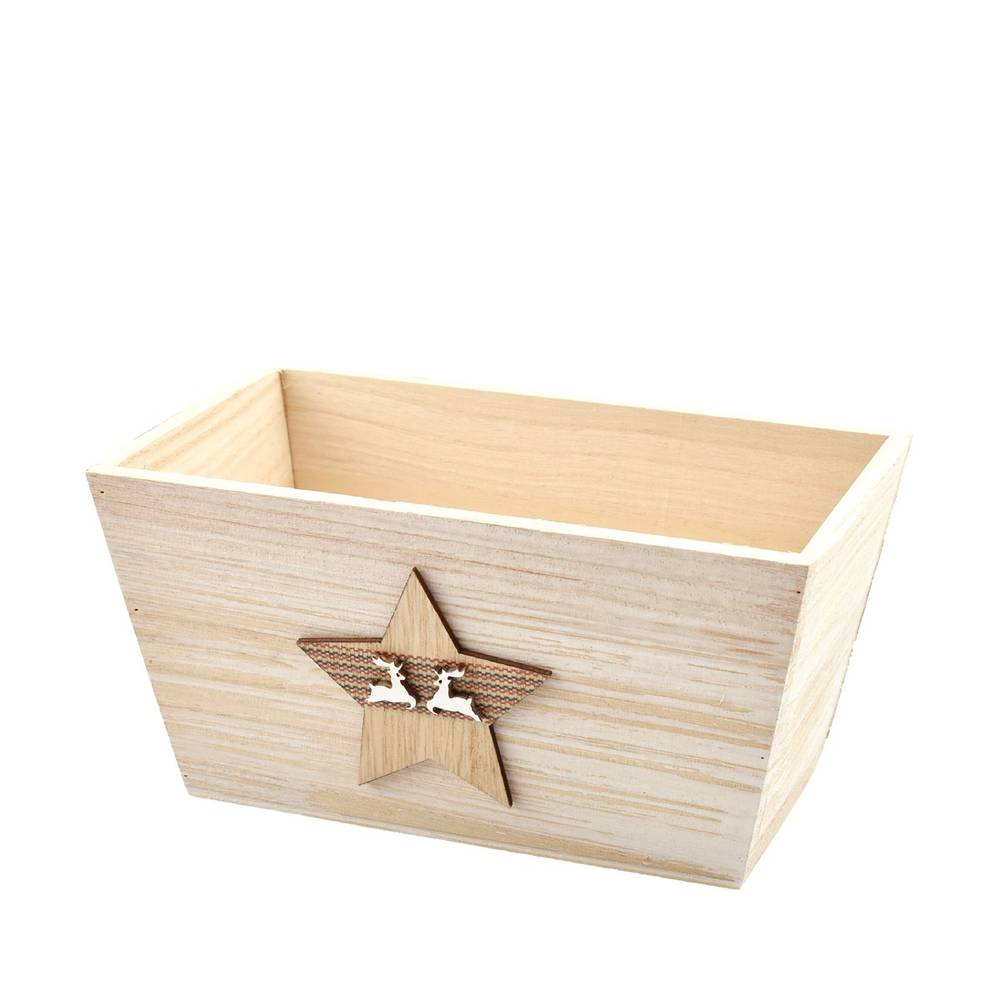 Holz Übertopf Stern 19.5x11.5x9.5cm