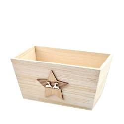 Holz Übertopf Stern 19.5x11.5x9.5cm