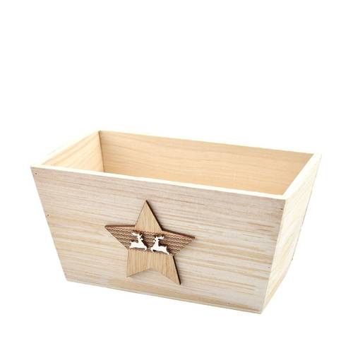 Holz Übertopf Stern 19.5x11.5x9.5cm