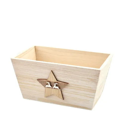 Holz Übertopf Stern 19.5x11.5x9.5cm
