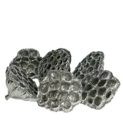 Deko Lotus Glitzer silber D08/10cm x6 