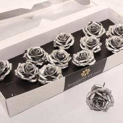 Seiden Wachs Rose silber D10cm (9600)