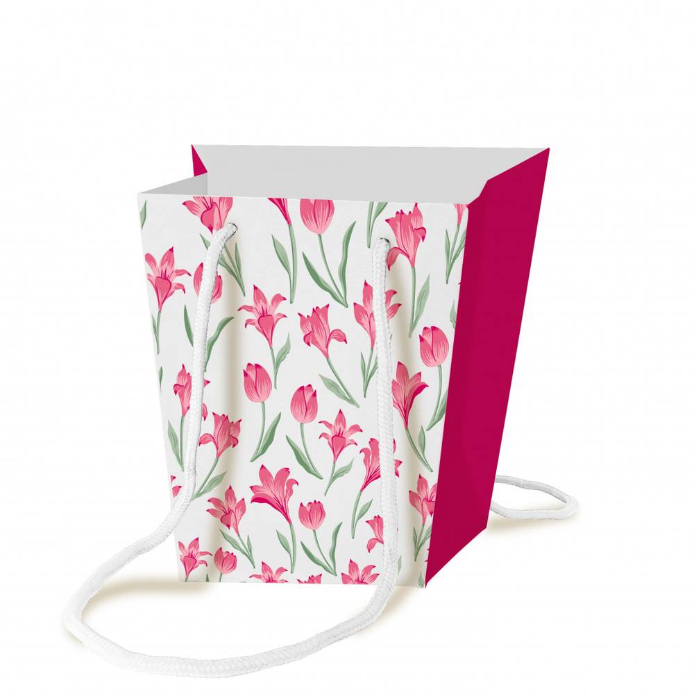 Tasche Aria rosa/weiss 11x17x17cm