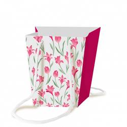 Tasche Aria rosa/weiss 11x17x17cm