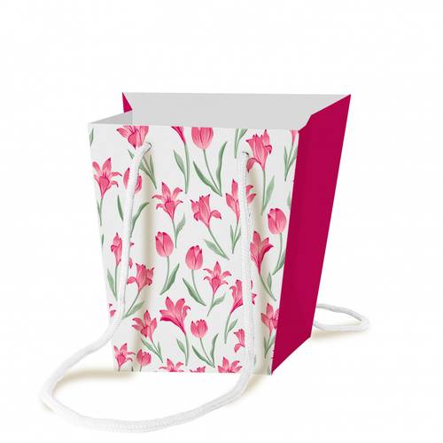 Tasche Aria rosa/weiss 11x17x17cm