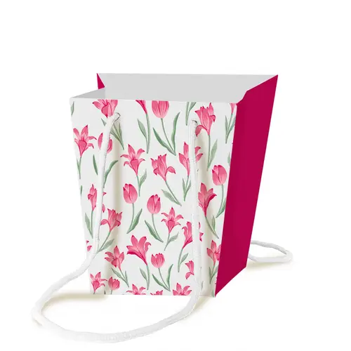 Tasche Aria rosa/weiss 11x17x17cm