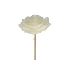 Wachs Rose auf Stab weiss L10cm D10cm