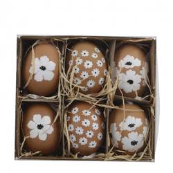 Hänger Ei Flower mix braun 04x06cm x6