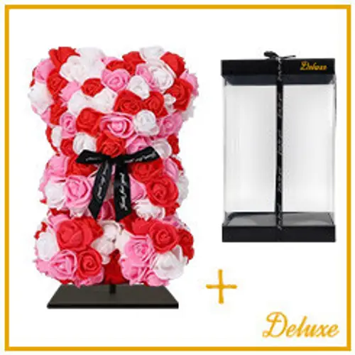 Foam Bär Rosen rot mix +Standard 25cm