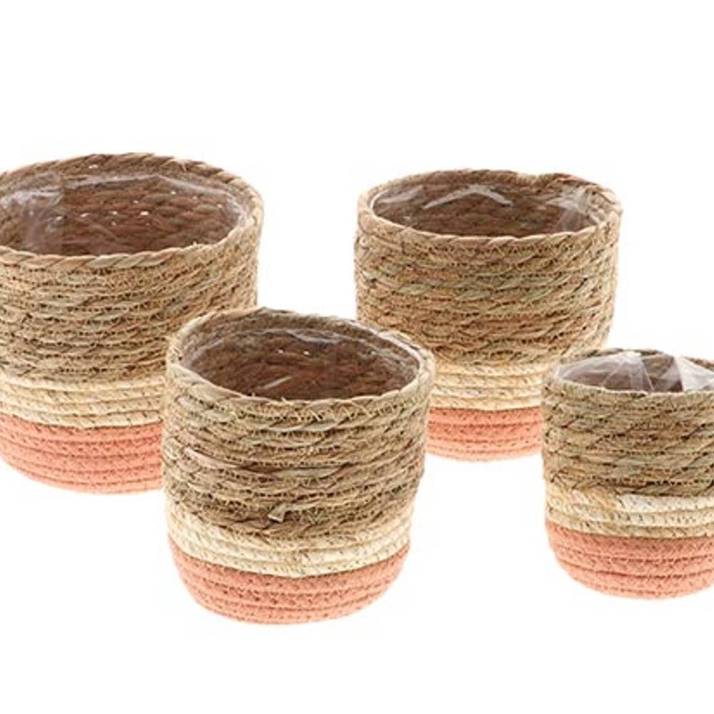 Korb Nora 4/Set natur rosa D18cm H18cm