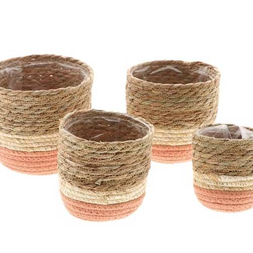 Korb Nora 4/Set natur rosa D18cm H18cm