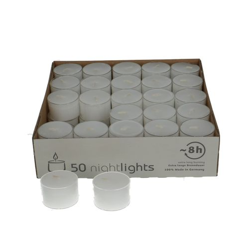 Teelichter weiss 8 Std.50st Im Glas