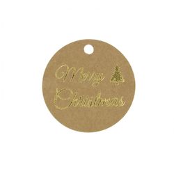 Etikett rund Merry Christmas gold D05cm 50st