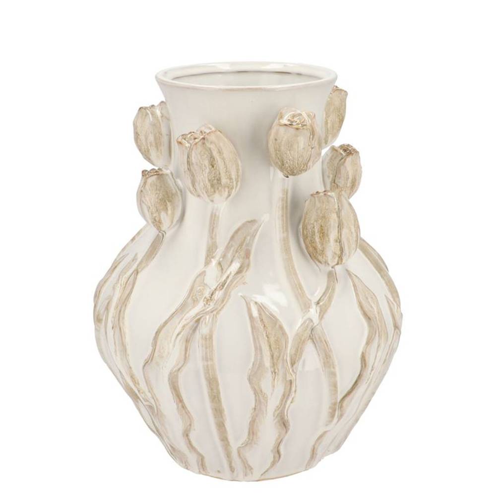 Keramik Vase Mara Tulpe weiss 28x28x35cm