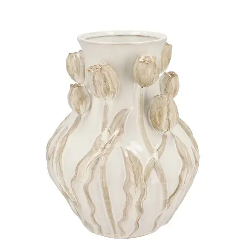 Keramik Vase Mara Tulpe weiss 28x28x35cm